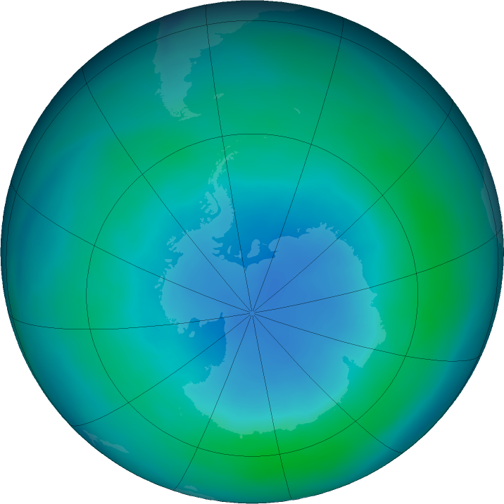 Antarctic ozone map for April 2023